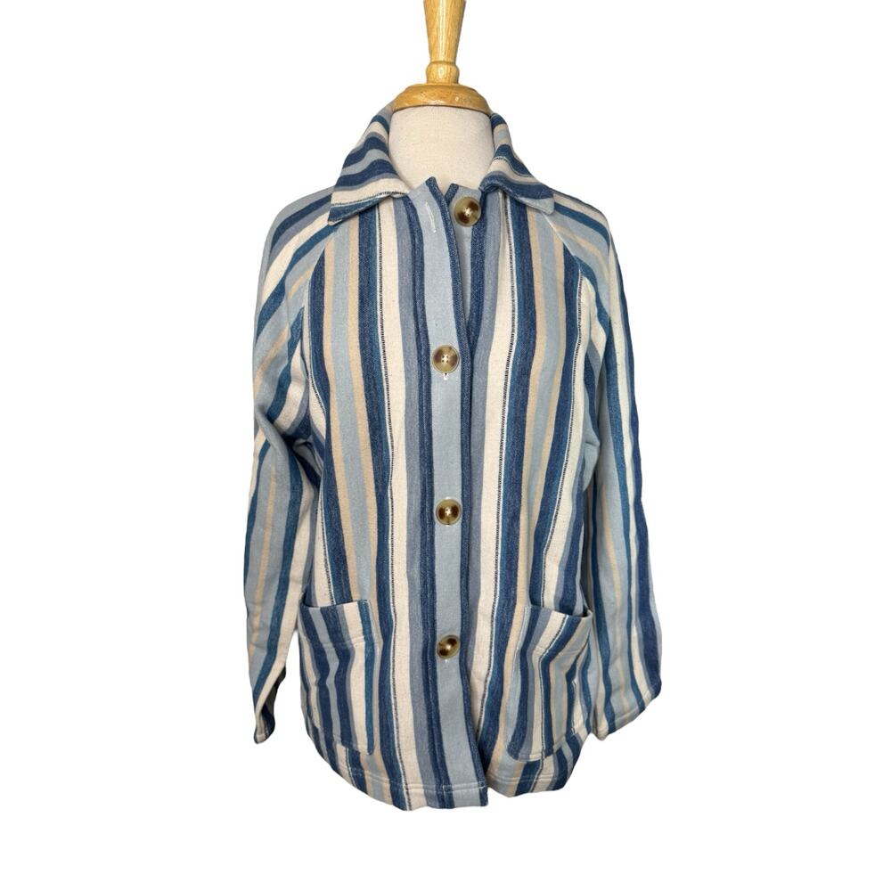 PENDLETON *NEW* Cotton Chore Jacket in Blue Stripe Size Medium Womens Cotton